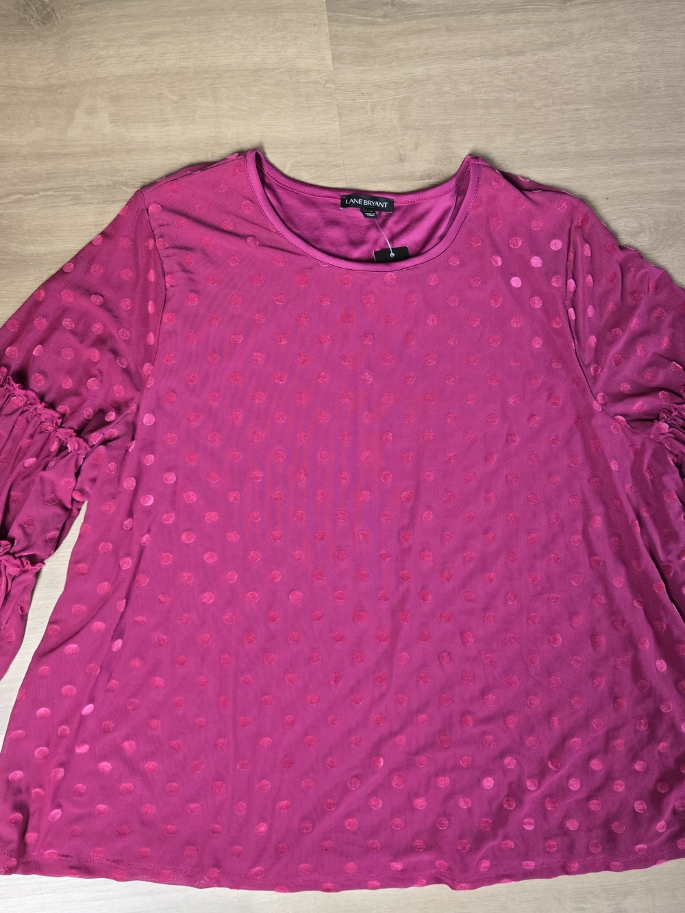 Lane Bryant Hot Pink Dot-Textured Long Sleeve Top